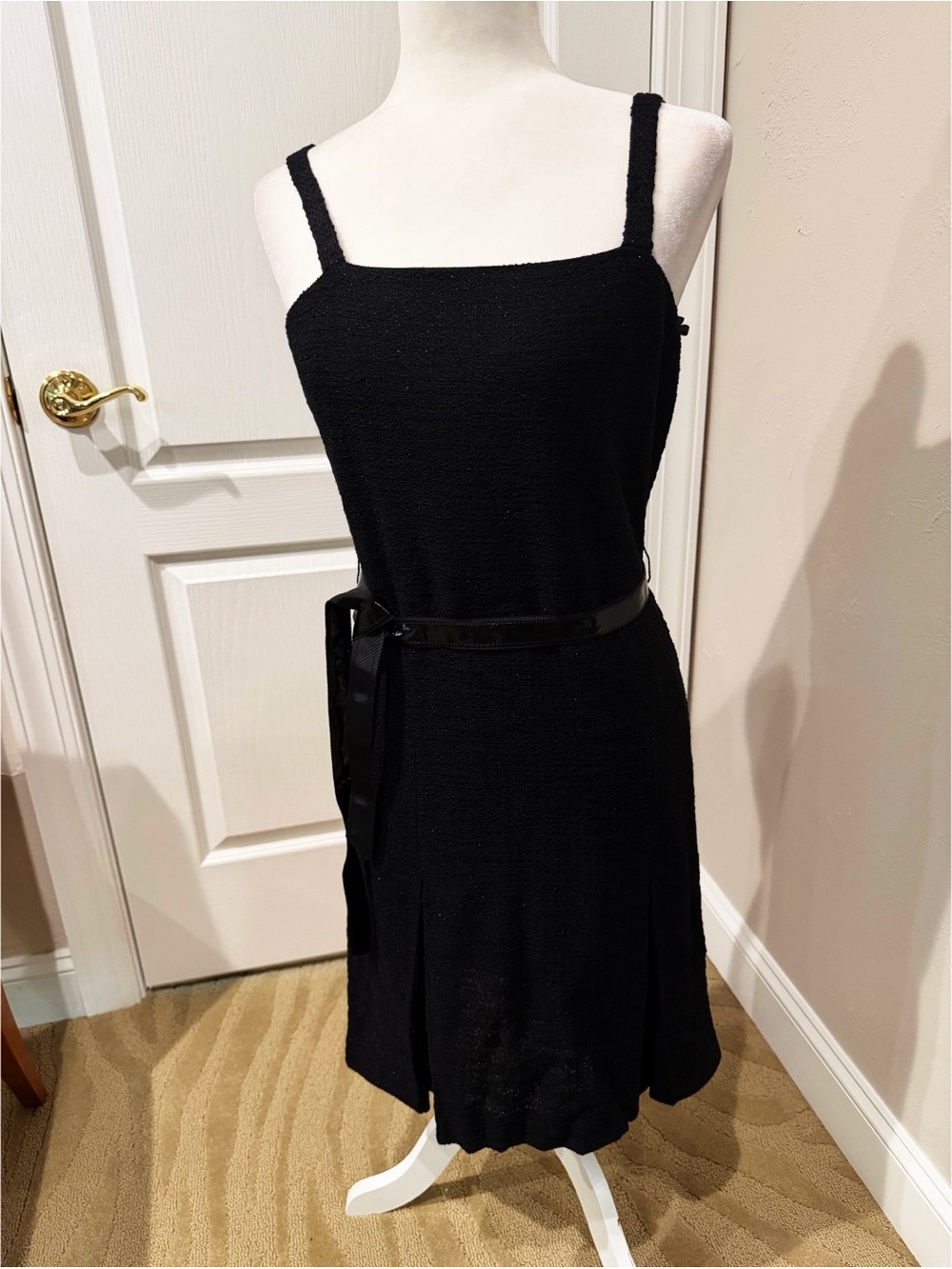 NWOT St John Couture Classic Black Cocktail Dress with Belt